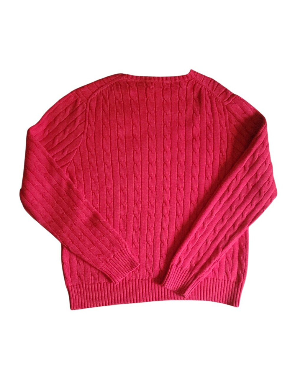 Polo Ralph Lauren Cable Knit Sweater XXL Red Cotton Preppy Heritage  Crewneck - Picture 5 of 9